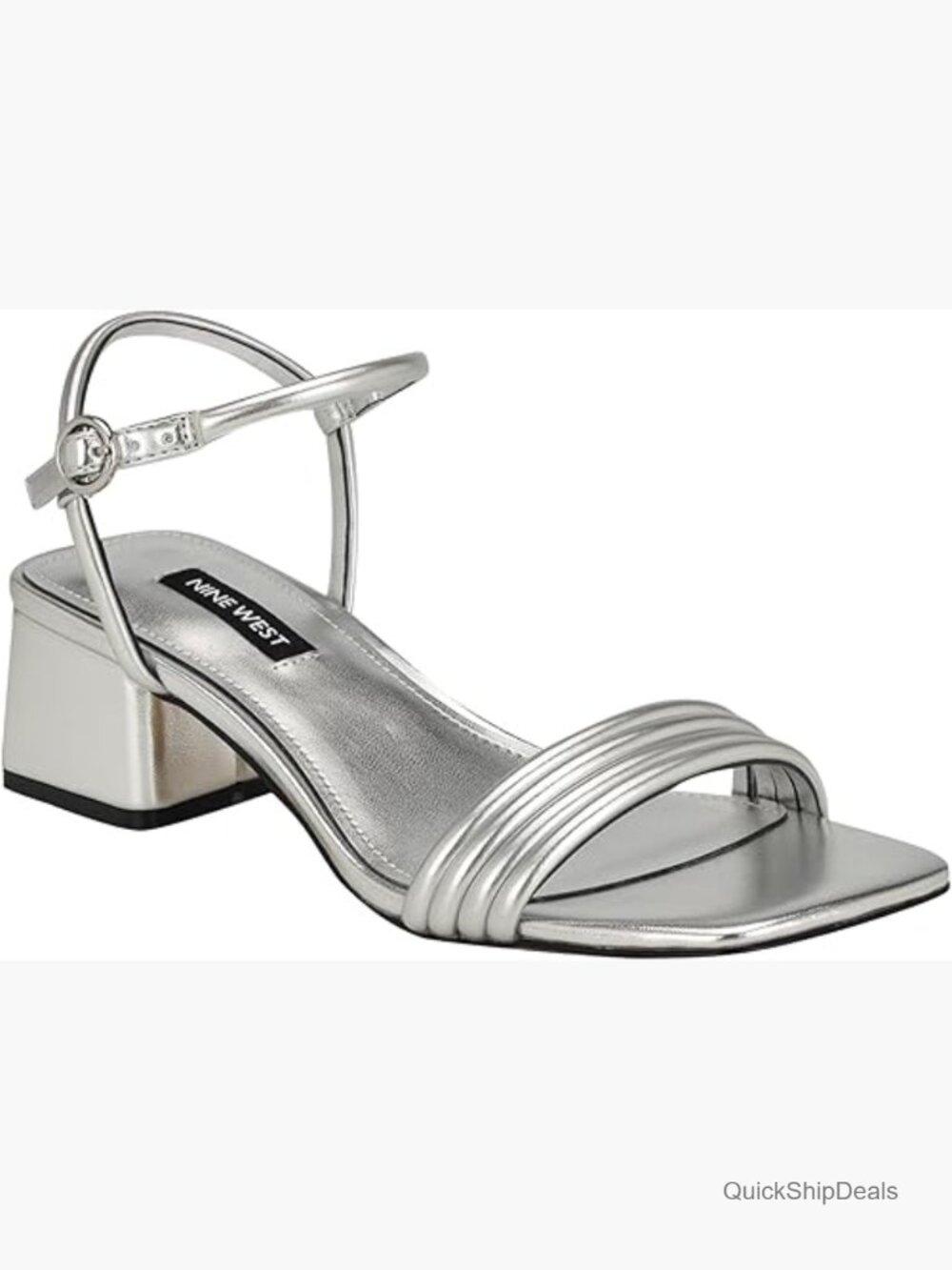 Mid Block Heel Sandals with Adjustable Ankle Strap and Square Toe